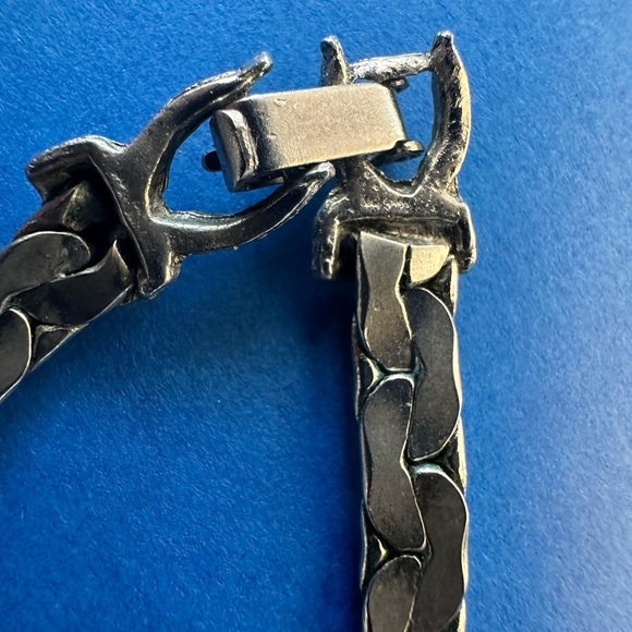 Vintage Etruscan Choker Necklace Tassel Heart Silver Tone Unsigned MCM Statement - Picture 16 of 17